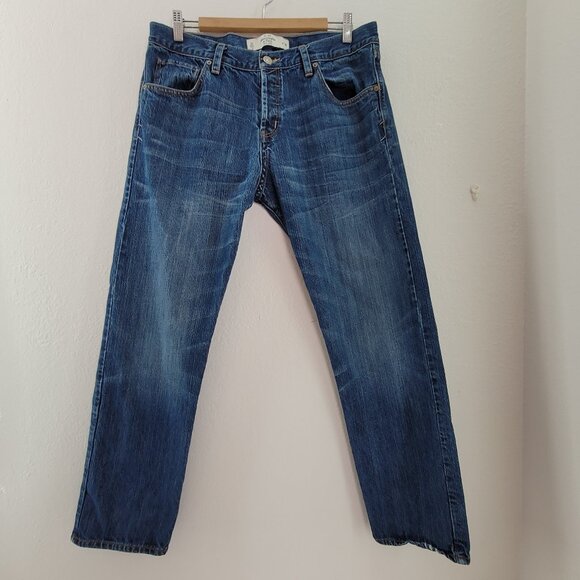 Abercrombie & Fitch Jeans Women's 10/30 Blue Mid Rise Button Fly Straight Distr - Picture 1 of 12